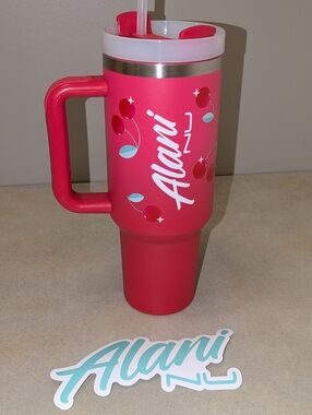 Alani Nu Pink Tumbler Cherries with Handle New NIB